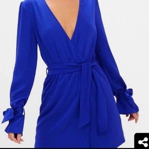 Pretty Little Thing Royal Blue Wrap Dress Size 10